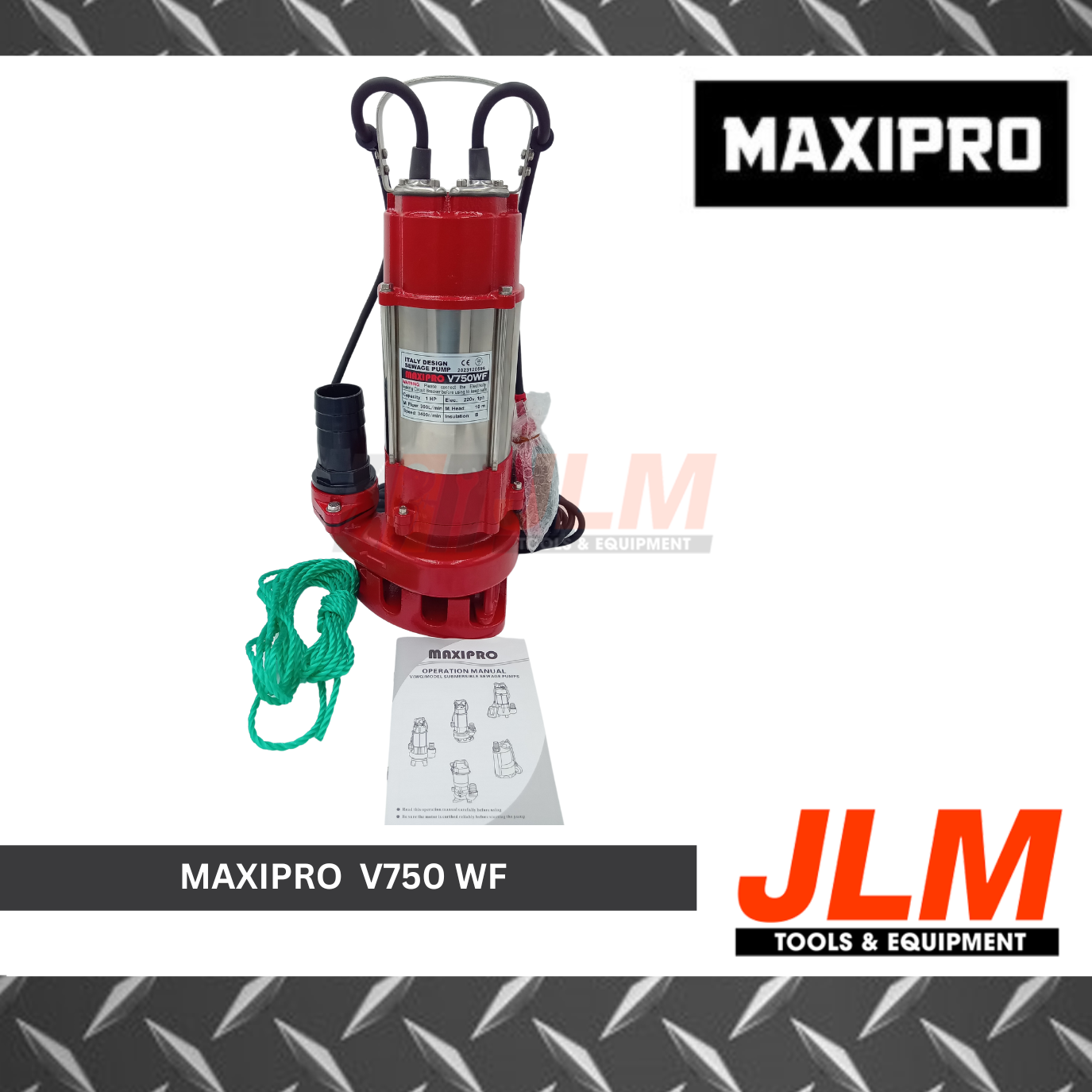 MAXIPRO SUBMERSIBLE SEWAGE PUMP WITH FLOAT SWITCH V750WF (1HP)
