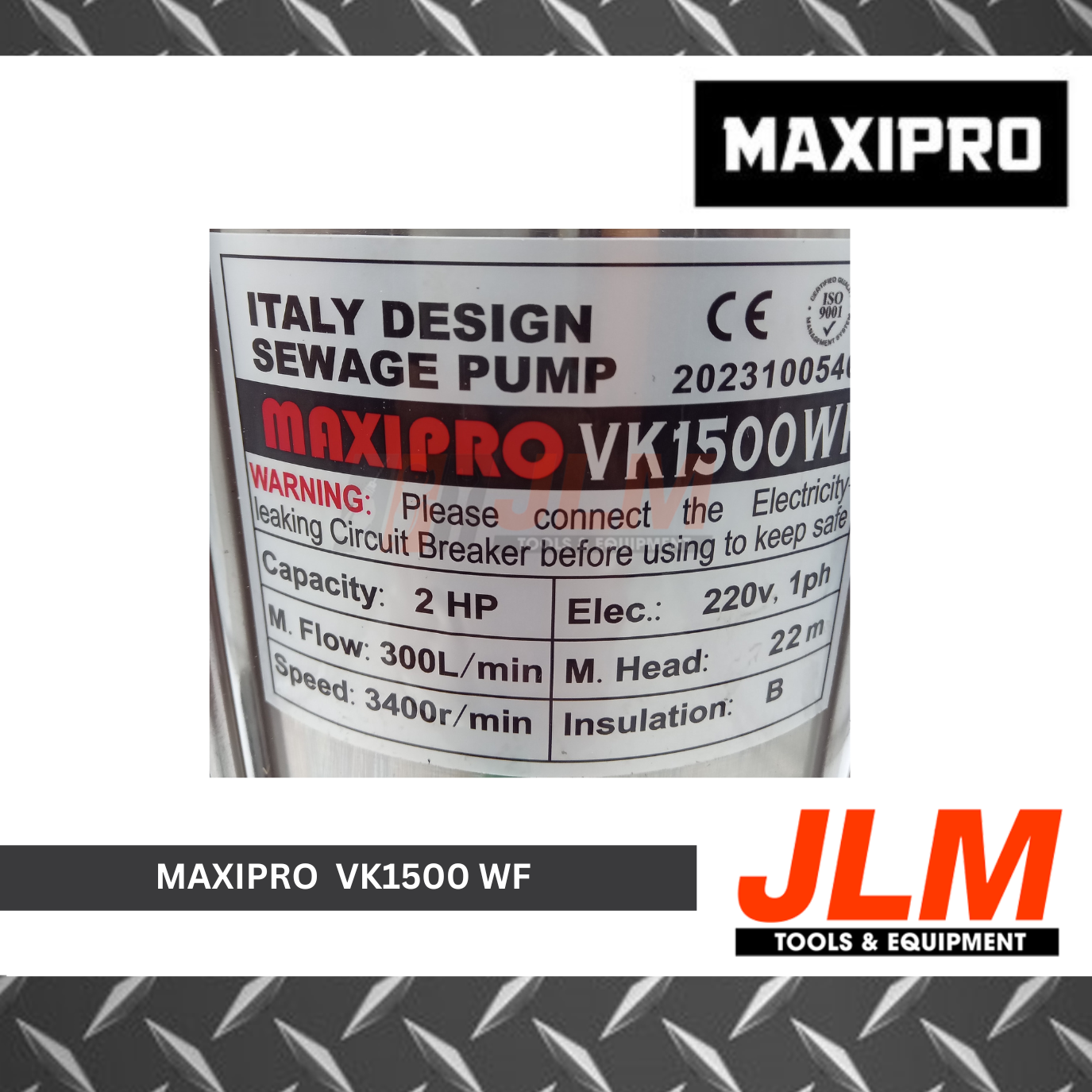 MAXIPRO SUBMERSIBLE SEWAGE PUMP W/ CUTTER WITH FLOAT SWITCH 220V VK1500WF (2HP)