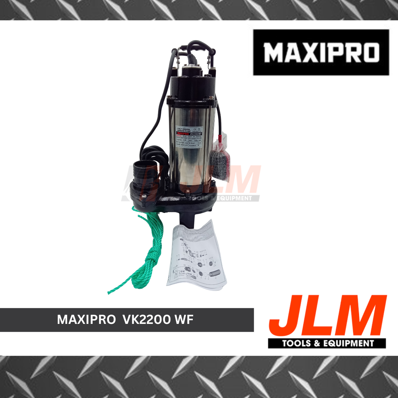 MAXIPRO SUBMERSIBLE SEWAGE PUMP W/ CUTTER WITH FLOAT SWITCH 220V VK2200WF (3HP)