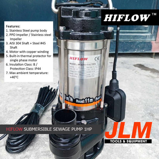 HIFLOW SUBMERSIBLE SEWAGE PUMP WITH FLOATER / HF-WQ10-11-0.75A (1HP)