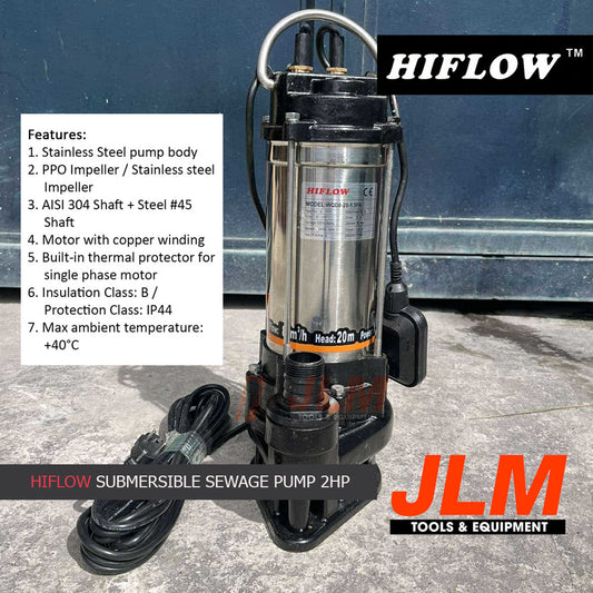 HIFLOW SUBMERSIBLE SEWAGE PUMP WITH FLOATER / HF-WQD8-20-1.5A (2HP)